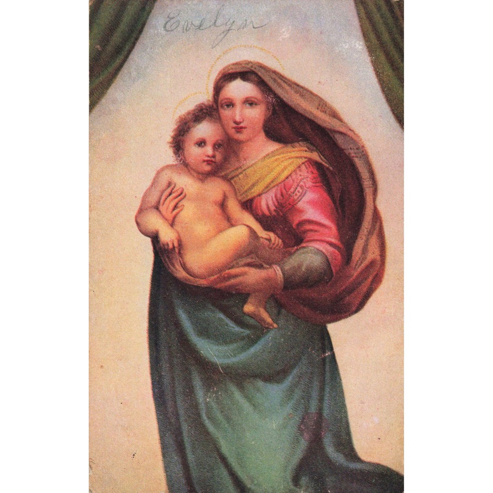 Vintage Postcard The Sistine Madonna Raphael Continental Art Co Chicago VG - Picture 1 of 2
